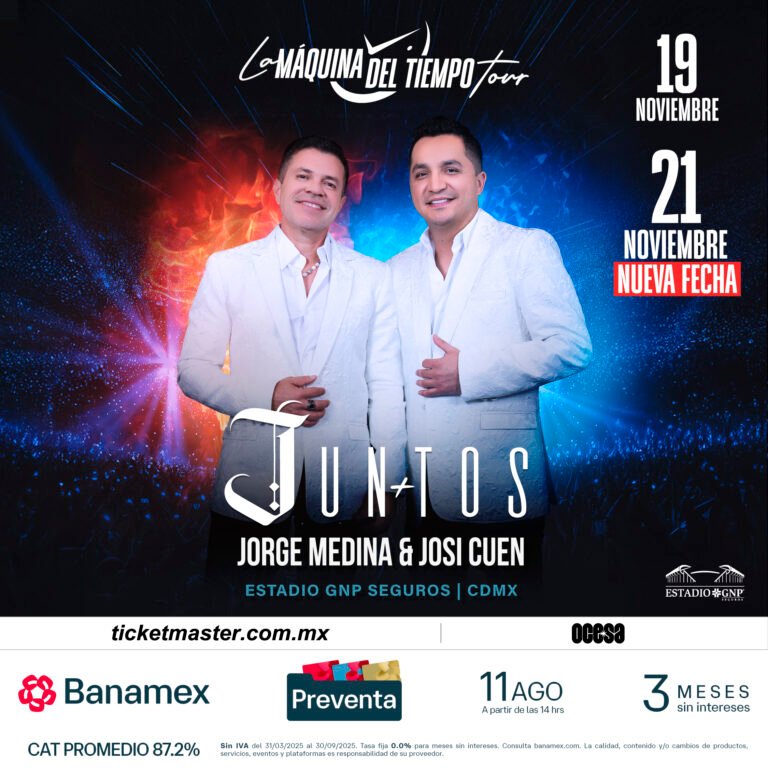 Juntos: Jorge Medina y Josi Cuen anuncian segunda fecha en Ciudad de México.