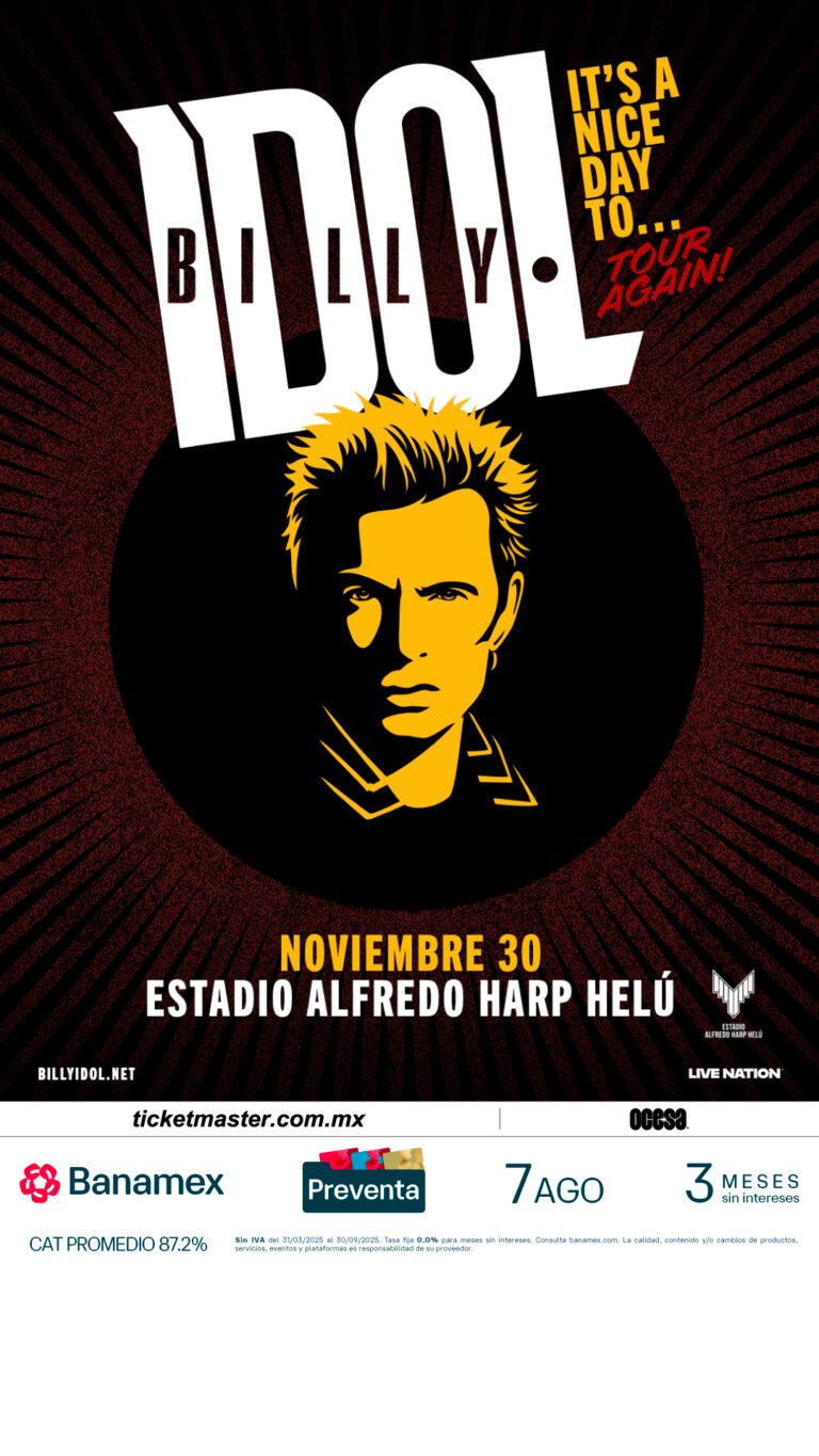 Billy Idol llegará a la CDMX con su It’s A Nice Day To… Tour Again!