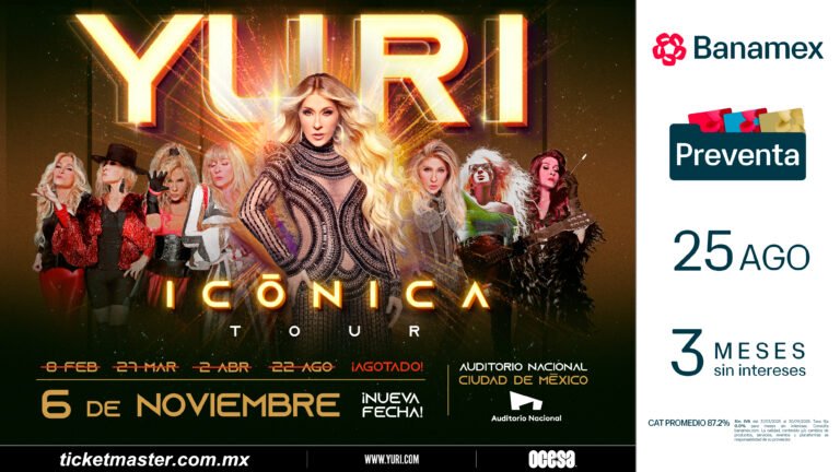 Icónica Tour arrasa en el Auditorio Nacional: Yuri agota 4 fechas y anuncia una quinta.