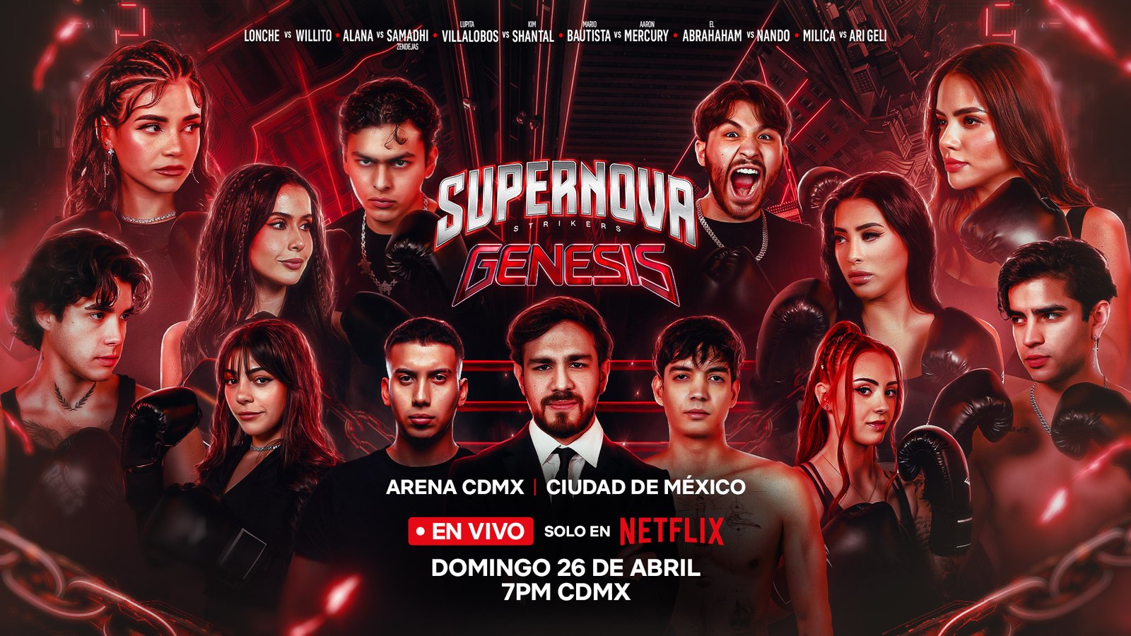Supernova Genesis evento de boxeo con influencers en la Arena Ciudad de México
