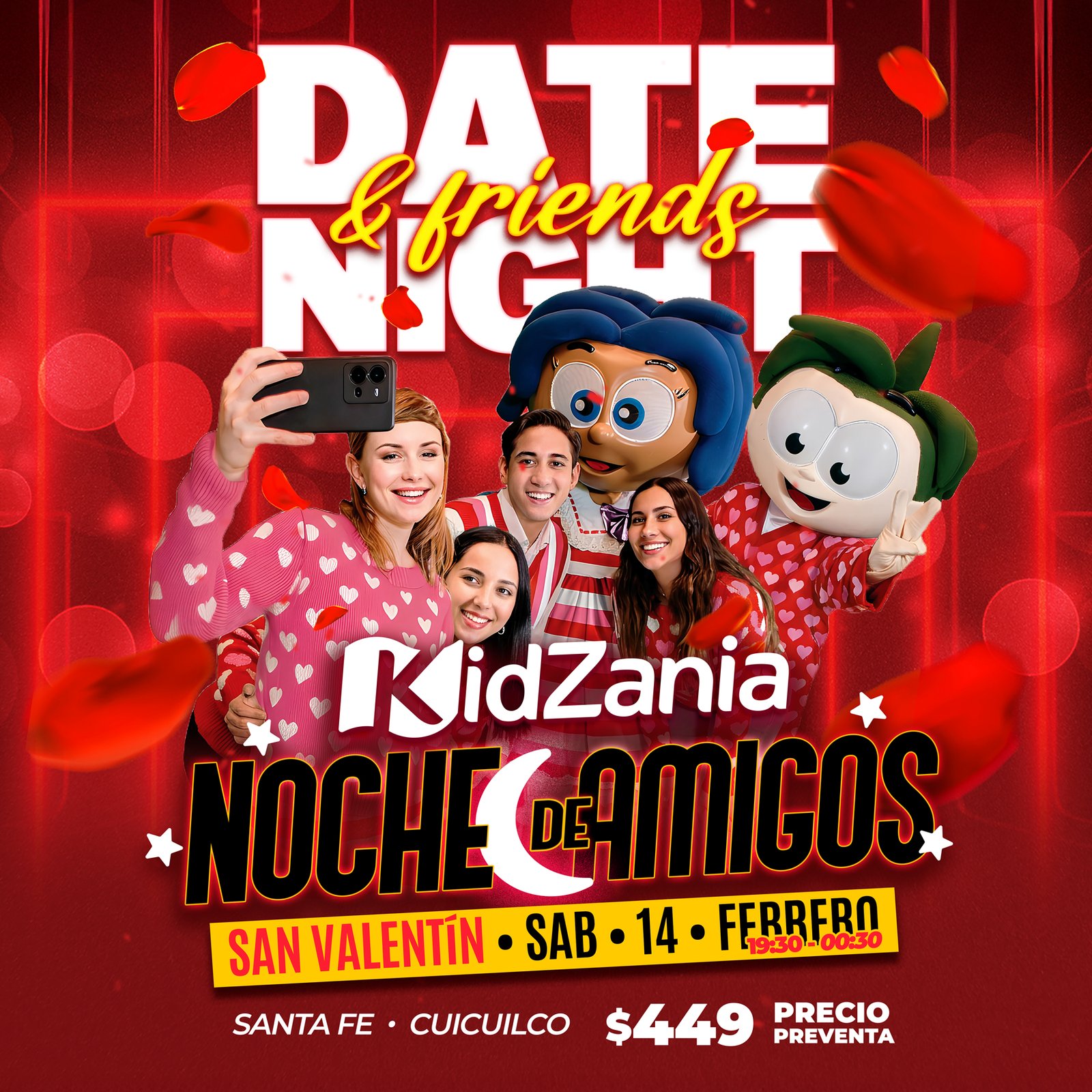 Evento nocturno de KidZania para celebrar el Día del Amor y la Amistad con actividades para adultos