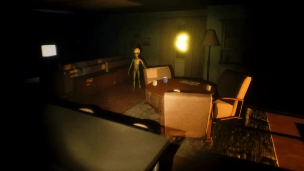 Jugador usando herramientas de detección en UFOPHILIA para identificar presencia alienígena