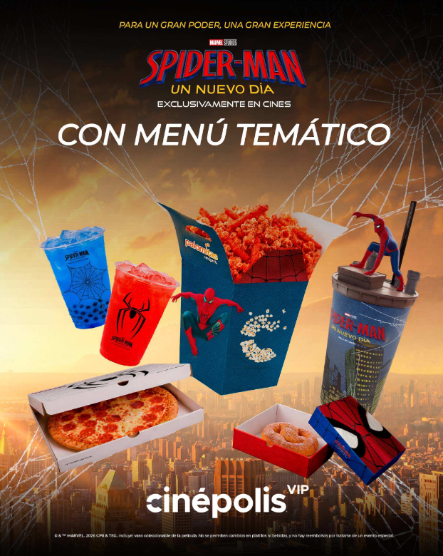 ¡A comer como superhéroe! Cinépolis VIP presenta un menú temático exclusivo de Spider-Man: Un Nuevo Día