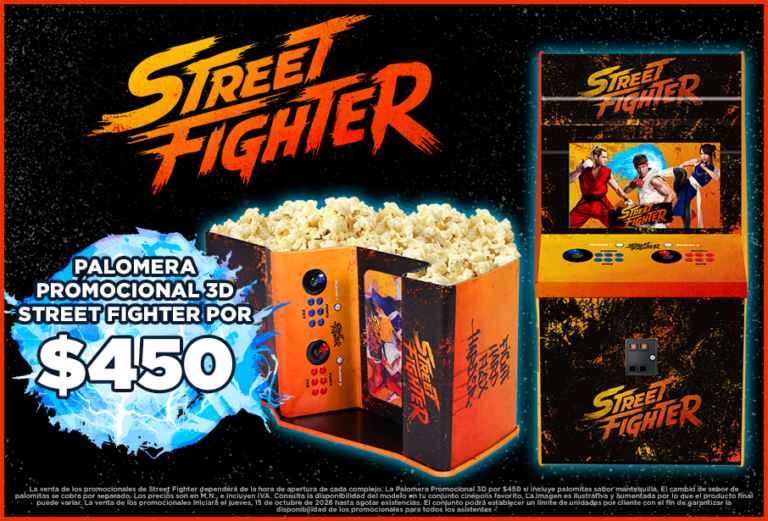 ¡Round 1! Street Fighter tendrá una palomera 3D exclusiva en Cinépolis