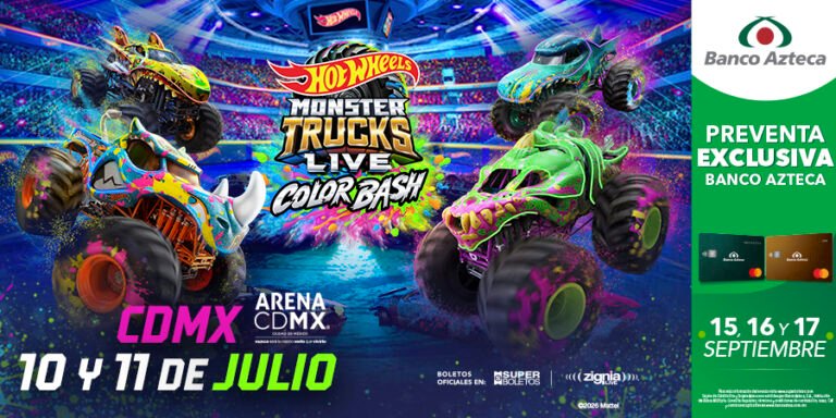 Hot Wheels Monster Trucks Live Color Bash llegará a la Arena CDMX en julio de 2027