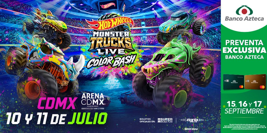 Hot Wheels Monster Trucks Live Color Bash llegará a la Arena CDMX en julio de 2027
