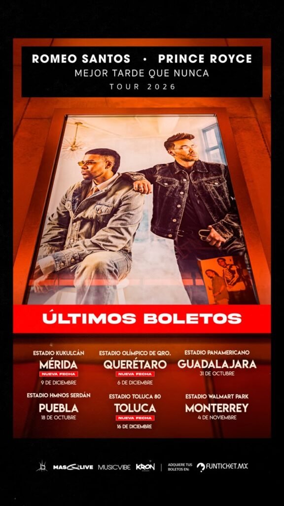 ¡Últimos boletos! Romeo Santos y Prince Royce llevarán su bachata a seis ciudades